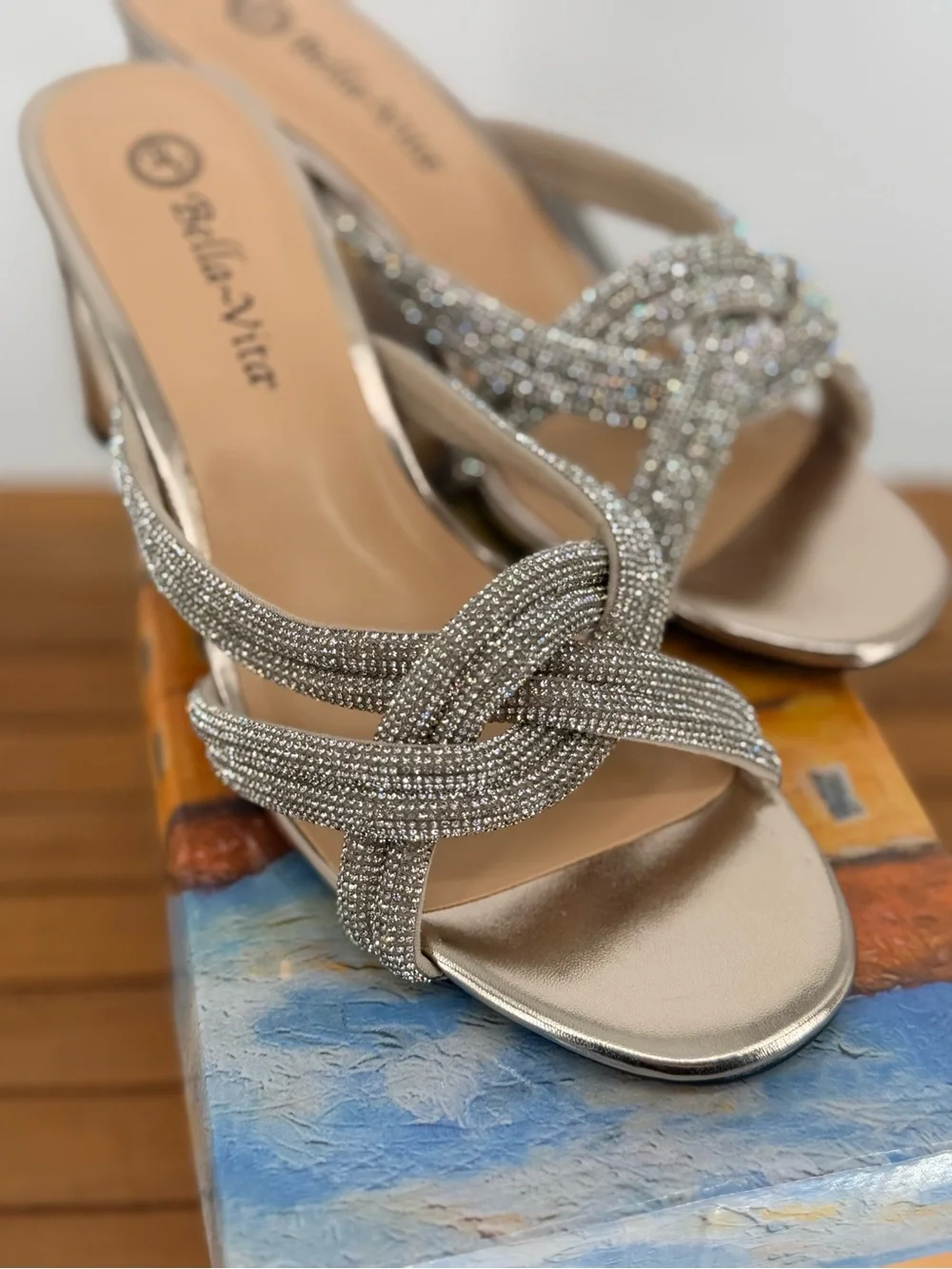 New Bella Vita CARMEN Women's Metallic Silver Knot Slide SandalsSIZE 8 W